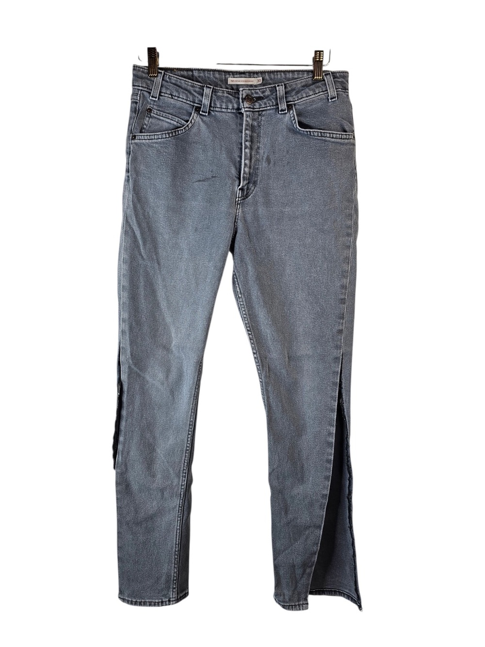 Levi’s Size 30 721 Vintage High Rise Skinny Jeans Gray Orange Tab Split Leg